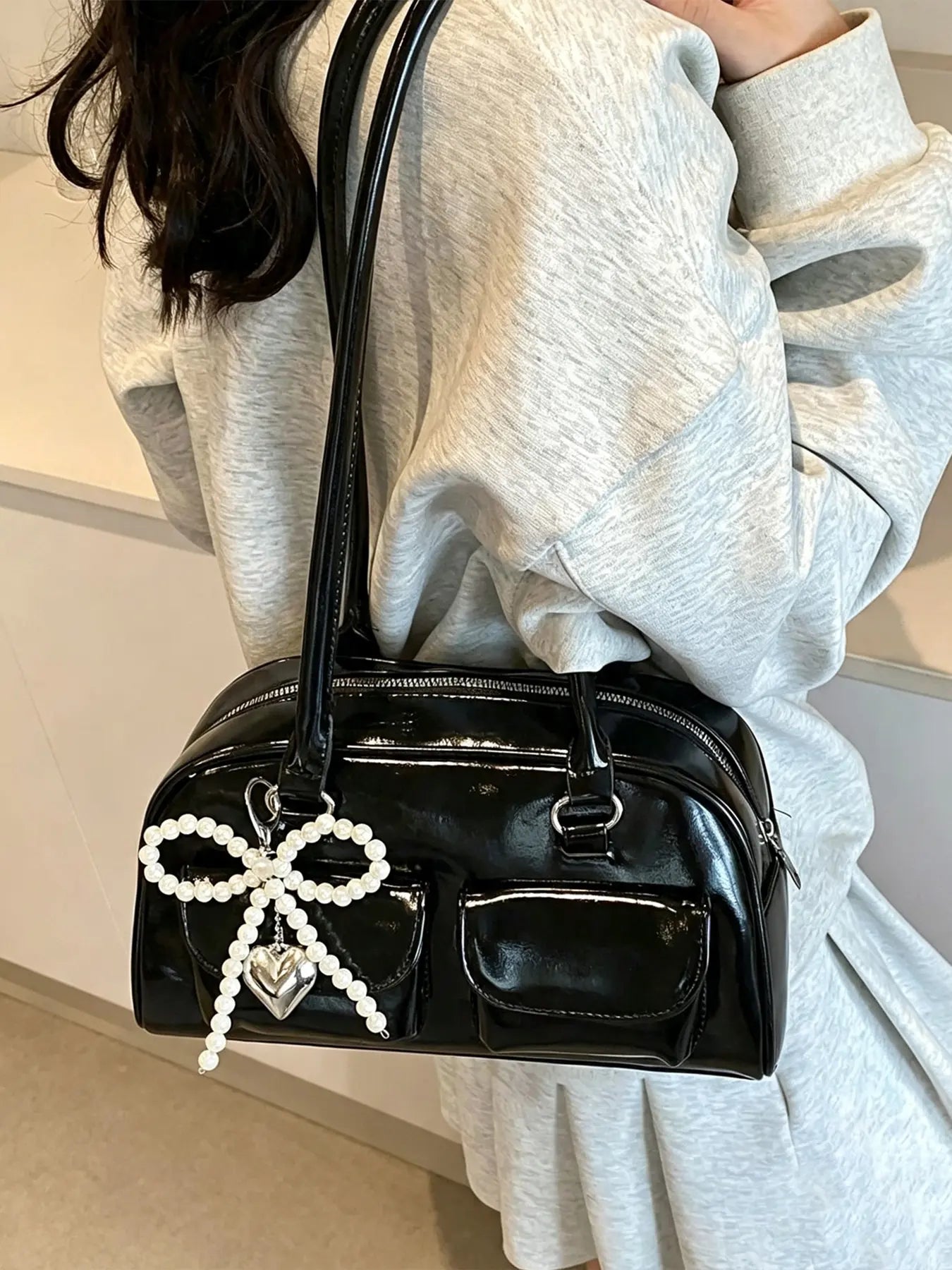 Women's Elegant Solid Color Shoulder Bag, Fashionable Pu Leather Bag for Daily Used, Casual Trendy Versatile High-quality Daily Commuting Bag
