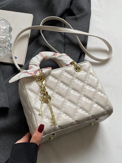 Women's Elegant Diamond Quilted Handbag, PU Leather Handbag, Fashionable Chain Strap Crossbody Bag for Daily Used, Casual Trendy Versatile High-quality Daily Commuting Bag, Elegant Bags