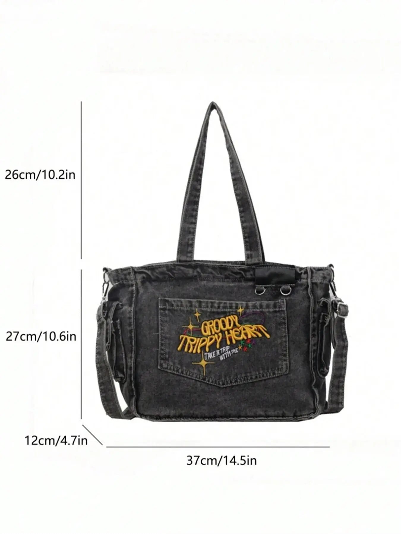 College student tote bag for girls large capacity denim trend new style one-shoulder crossbody handbag niche design backpack, college, outdoor, sports, travel, outing, shopping, vacation, vacation, fashion niche design, women bag