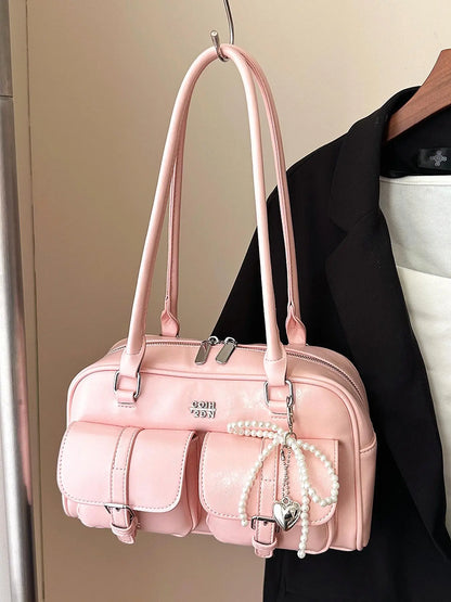 Women's Elegant Solid Color Shoulder Bag, Fashionable Pu Leather Bag for Daily Used, Casual Trendy Versatile High-quality Daily Commuting Bag