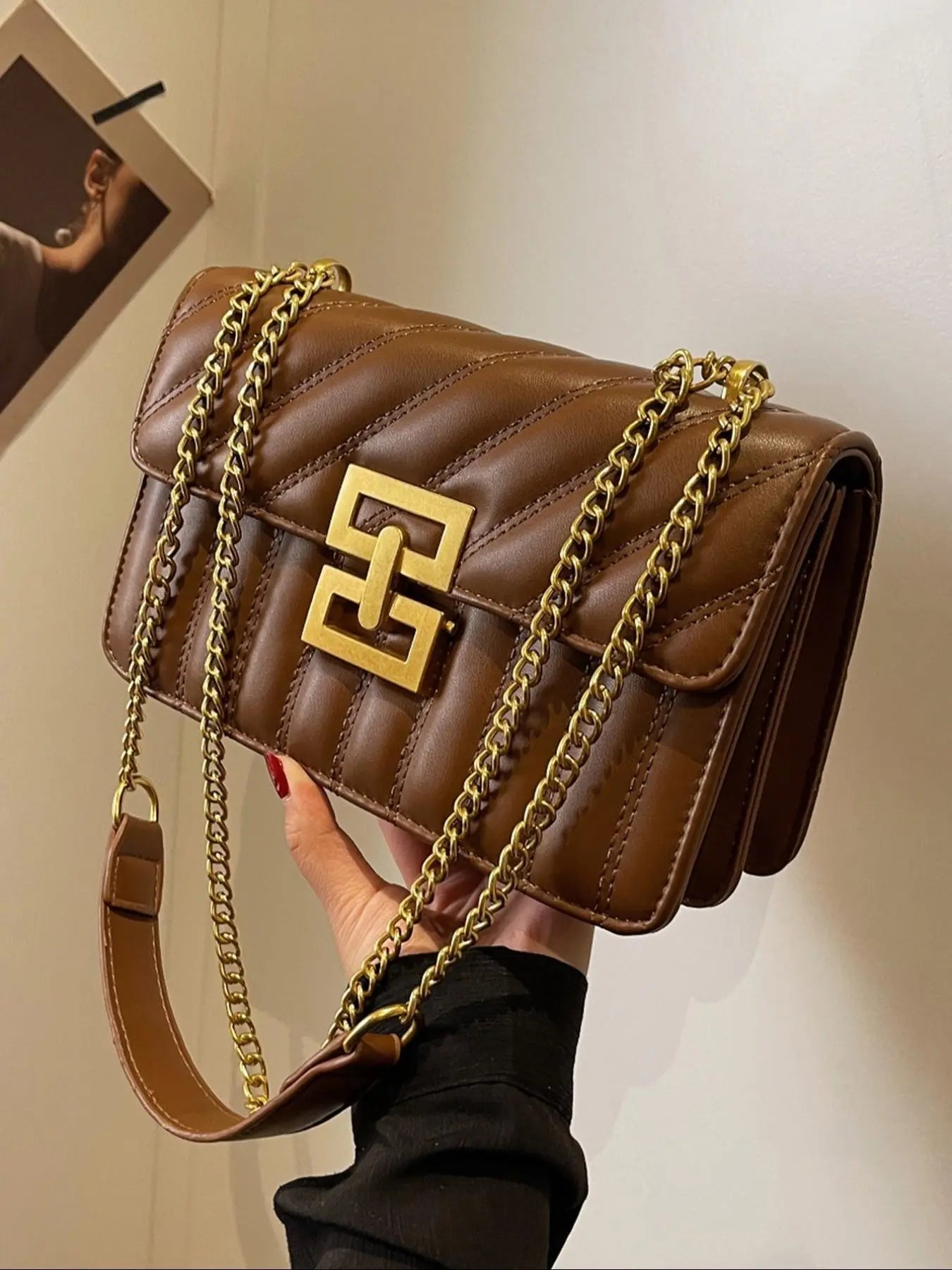 Women's Fashion Chain Strap Crossbody Bag, Casual Versatile Shoulder Bag for Daily Travel Work Commute, Trendy All-match Commuter Bag, Girl Fashionable Shopping Bag, Adjustable Crossbody Shoulder, Casual Crossbody Bags, Stylish Crossbody