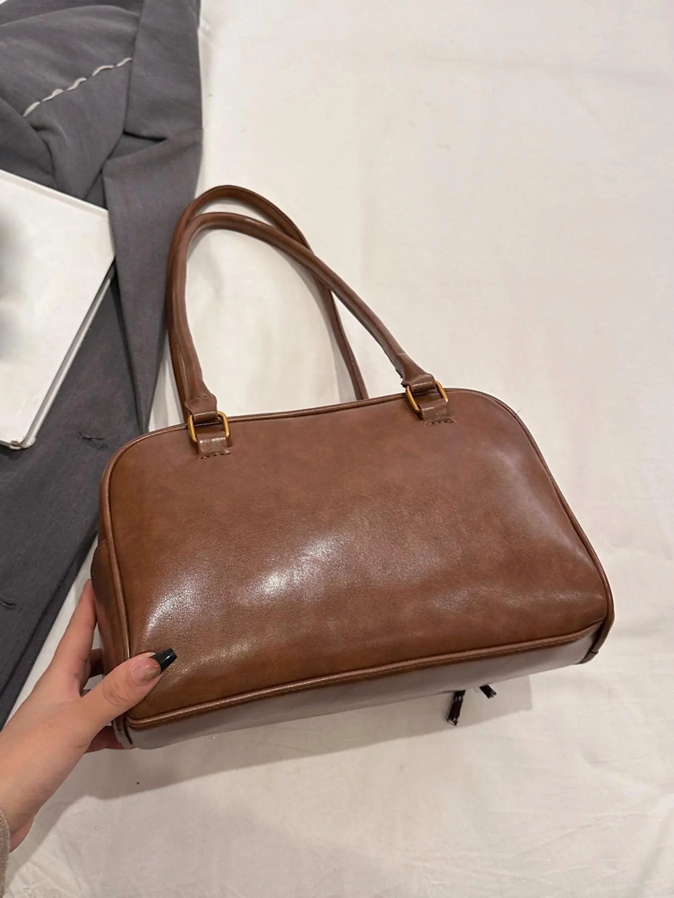 Women's Elegant Solid Color Shoulder Bag, Fashionable Pu Leather Bag for Daily Used, Casual Trendy Versatile High-quality Daily Commuting Bag