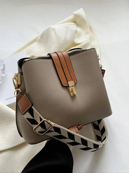 Women's Elegant Colorblock Shoulder Bag, Fashionable PU Leather Crossbody Bag for Daily Used, Casual Trendy Versatile High-quality Daily Commuting Bag, Crossbody Purse