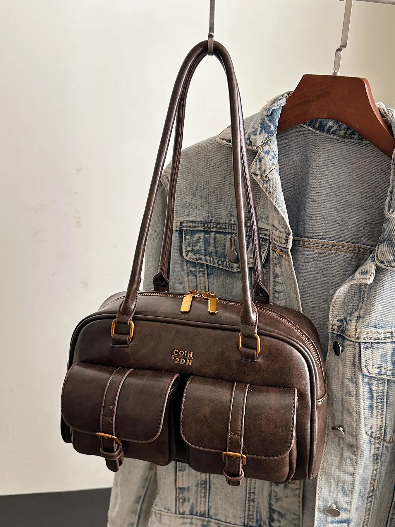 Women's Elegant Solid Color Shoulder Bag, Fashionable Pu Leather Bag for Daily Used, Casual Trendy Versatile High-quality Daily Commuting Bag