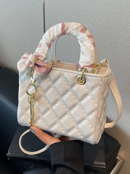 Women's Elegant Diamond Quilted Handbag, PU Leather Handbag, Fashionable Chain Strap Crossbody Bag for Daily Used, Casual Trendy Versatile High-quality Daily Commuting Bag, Elegant Bags