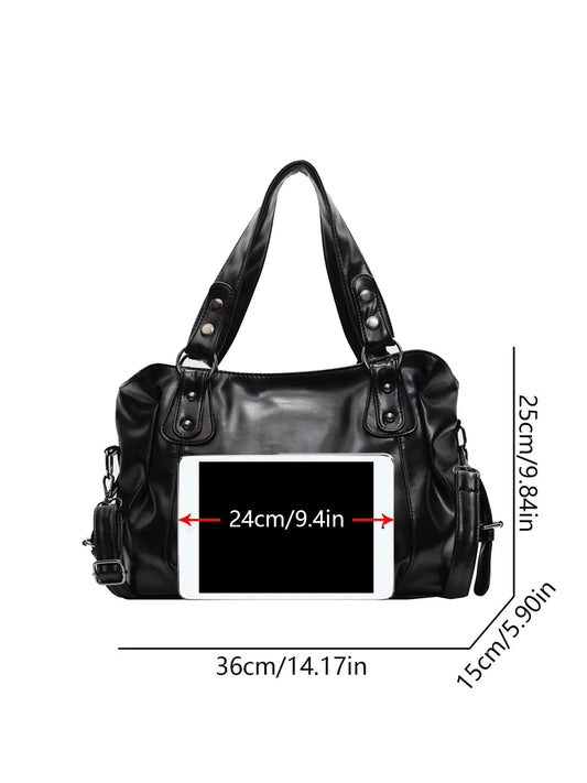 Women's Elegant Solid Color Shoulder Bag, Fashionable Large Capacity Crossbody Bag for Work & Daily Used, Casual Trendy Versatile High-quality Daily Commuting Bag, Fashionable Unique Bags