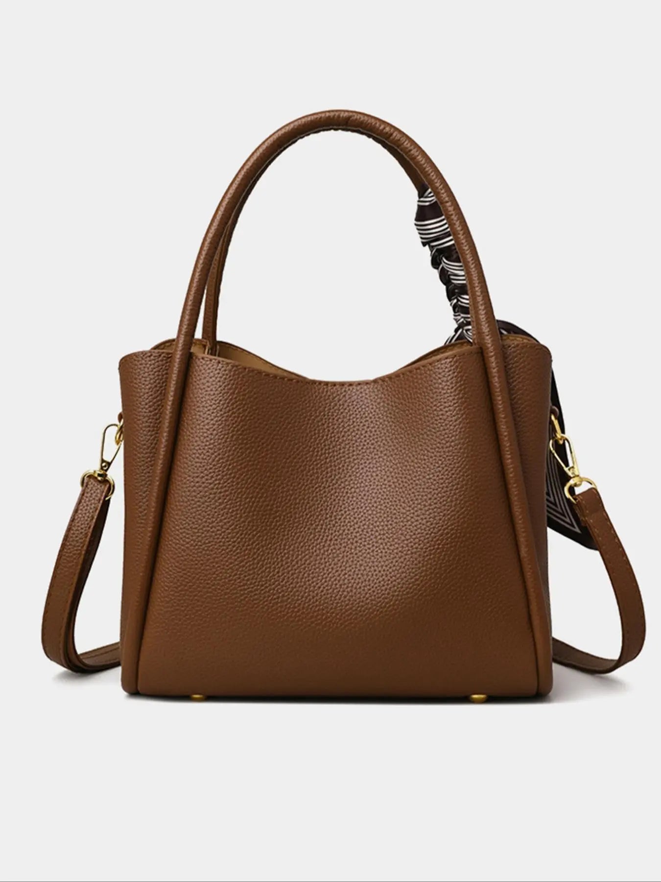 Women's Elegant Lychee Pattern Handbag with Twilly Scarf Decor, Trendy Versatile Crossbody Bag, Fashionable Shoulder Bag for Daily Use, Fashionable Unique Bags, Crossbody Shoulder Purses