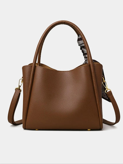 Women's Elegant Lychee Pattern Handbag with Twilly Scarf Decor, Trendy Versatile Crossbody Bag, Fashionable Shoulder Bag for Daily Use, Fashionable Unique Bags, Crossbody Shoulder Purses