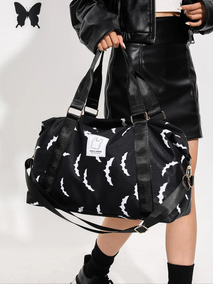 Summer 2025 Unisex Bat & Skull Travel Lightweight Bag, New Trendy Large Carry on Weekender Bag, Travel Bags, Travel Duffel Bag, Gym Duffel Bag, Chic Versatile Durable Bag for Travel, Fall Freshness, Purses for Women for Luggage, Travel Duffle Bag