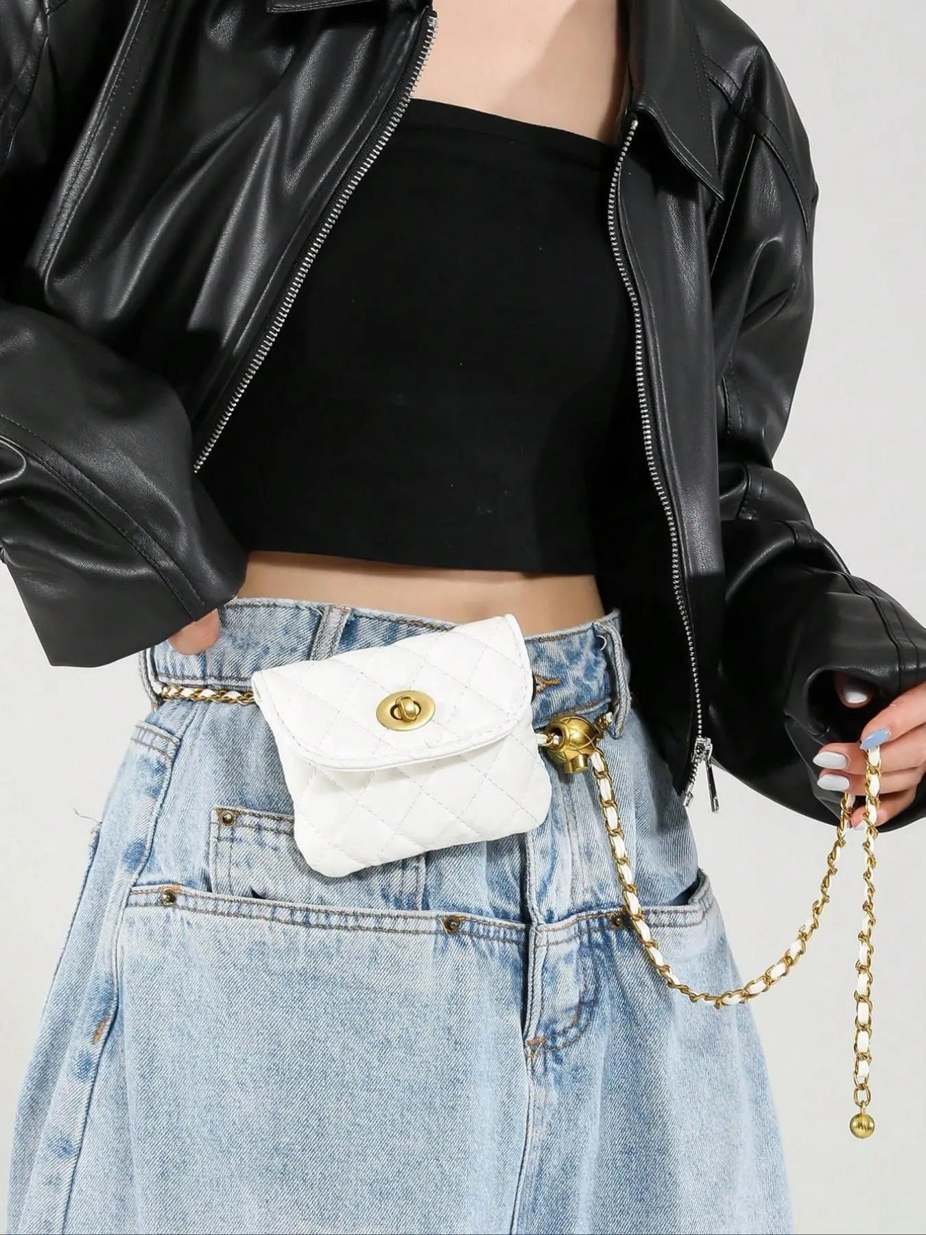 Women's Elegant  Quilted Design Chain Belt Bag,  Style Fashionable Pu Leather Fanny Pack for Daily Used, Casual Trendy Versatile High-quality Daily Commuting Bag, Bum Bag, Casual Waist Bag, Portable Waist Bag, Waist Packs