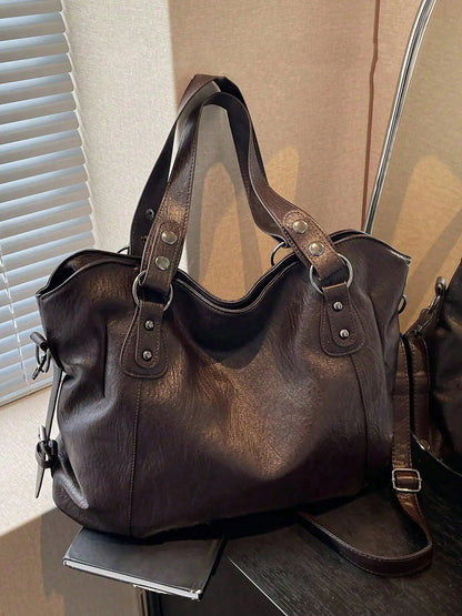 Women's Elegant Solid Color Shoulder Bag, Fashionable Large Capacity Crossbody Bag for Work & Daily Used, Casual Trendy Versatile High-quality Daily Commuting Bag, Fashionable Unique Bags