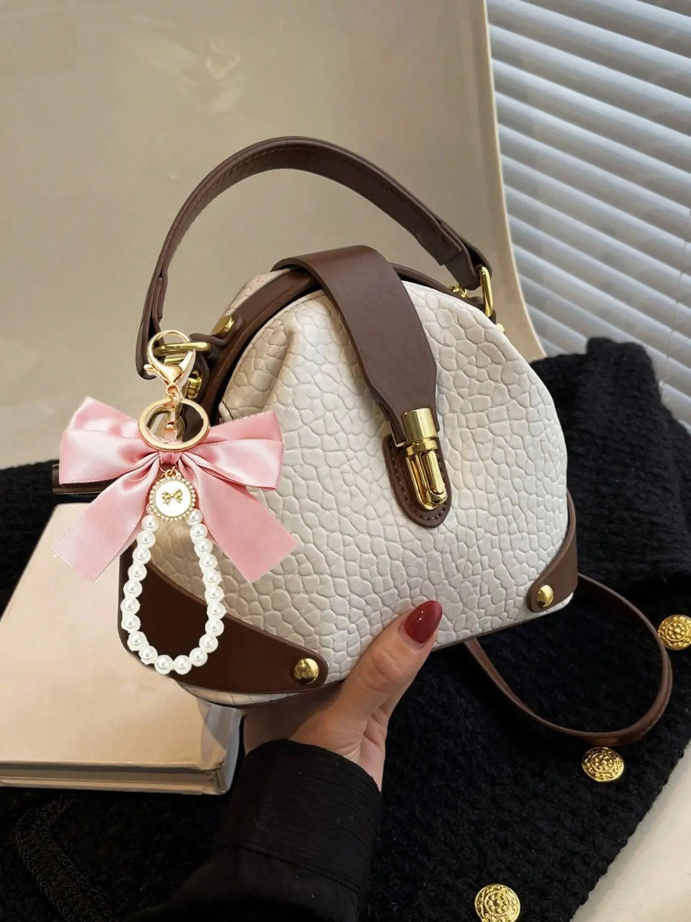 Women's Elegant Colorblock Handbag, Fashionable PU Leather Crossbody Shoulder Bag, Casual Trendy Versatile High-end Commuting Bag