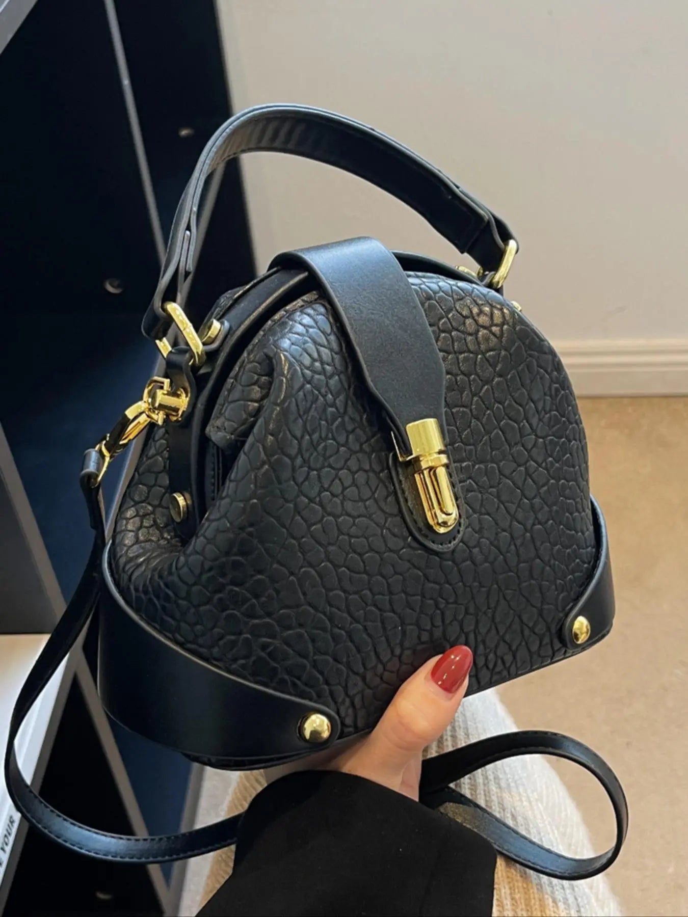 Women's Elegant Colorblock Handbag, Fashionable PU Leather Crossbody Shoulder Bag, Casual Trendy Versatile High-end Commuting Bag