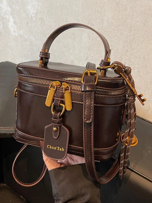 Women's Elegant Minimalist Handbag, Fashionable Retro Simple Style Crossbody Bag with Charm, Casual Trendy Versatile High-quality Daily Commuting Bag, Sling Purse