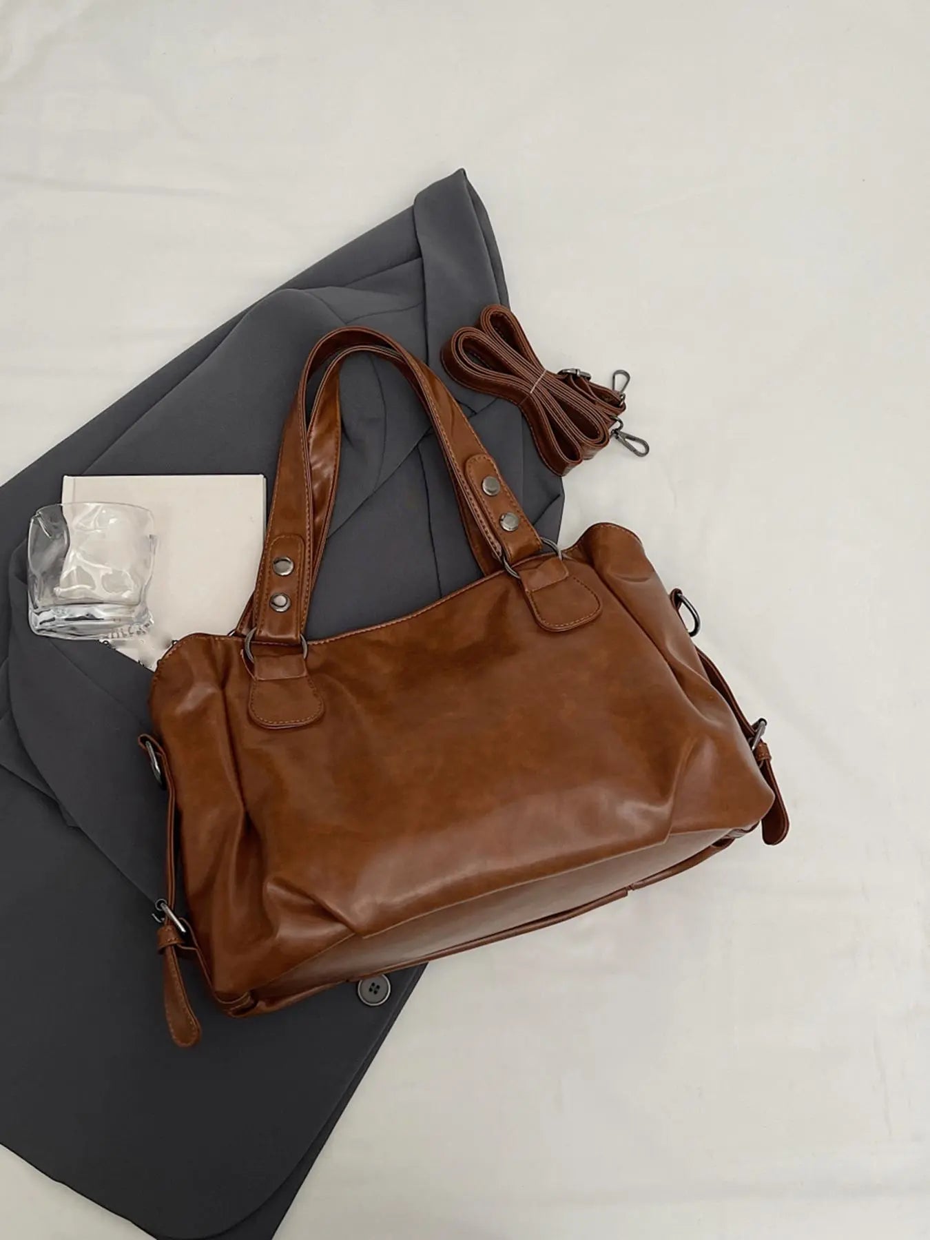 Women's Elegant Solid Color Shoulder Bag, Fashionable Large Capacity Crossbody Bag for Work & Daily Used, Casual Trendy Versatile High-quality Daily Commuting Bag, Fashionable Unique Bags