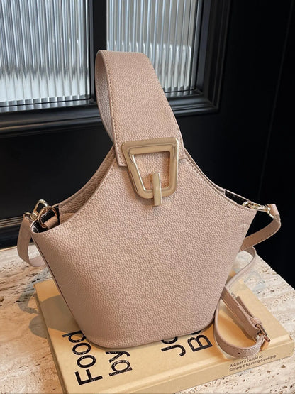 Women's Plain Color Handbag (1 Piece), Casual Pu Leather Zipper Handbag with Bag Strap for Daily Use, Daily Commuting Bag, Casual Commuter Handbag, Casual Fashion Bag, Casual Everyday Bag