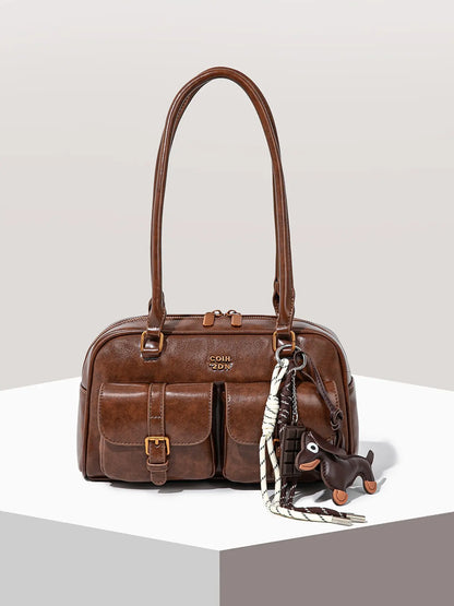 Women's Elegant Solid Color Shoulder Bag, Fashionable Pu Leather Bag for Daily Used, Casual Trendy Versatile High-quality Daily Commuting Bag