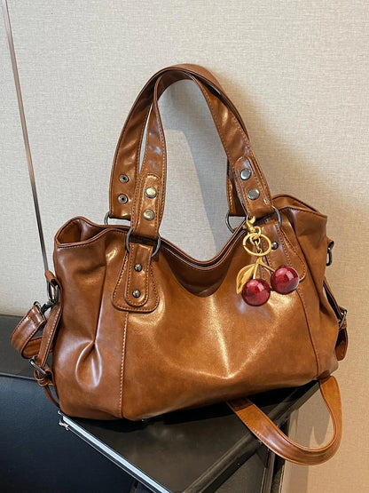 Women's Elegant Solid Color Shoulder Bag, Fashionable Large Capacity Crossbody Bag for Work & Daily Used, Casual Trendy Versatile High-quality Daily Commuting Bag, Fashionable Unique Bags