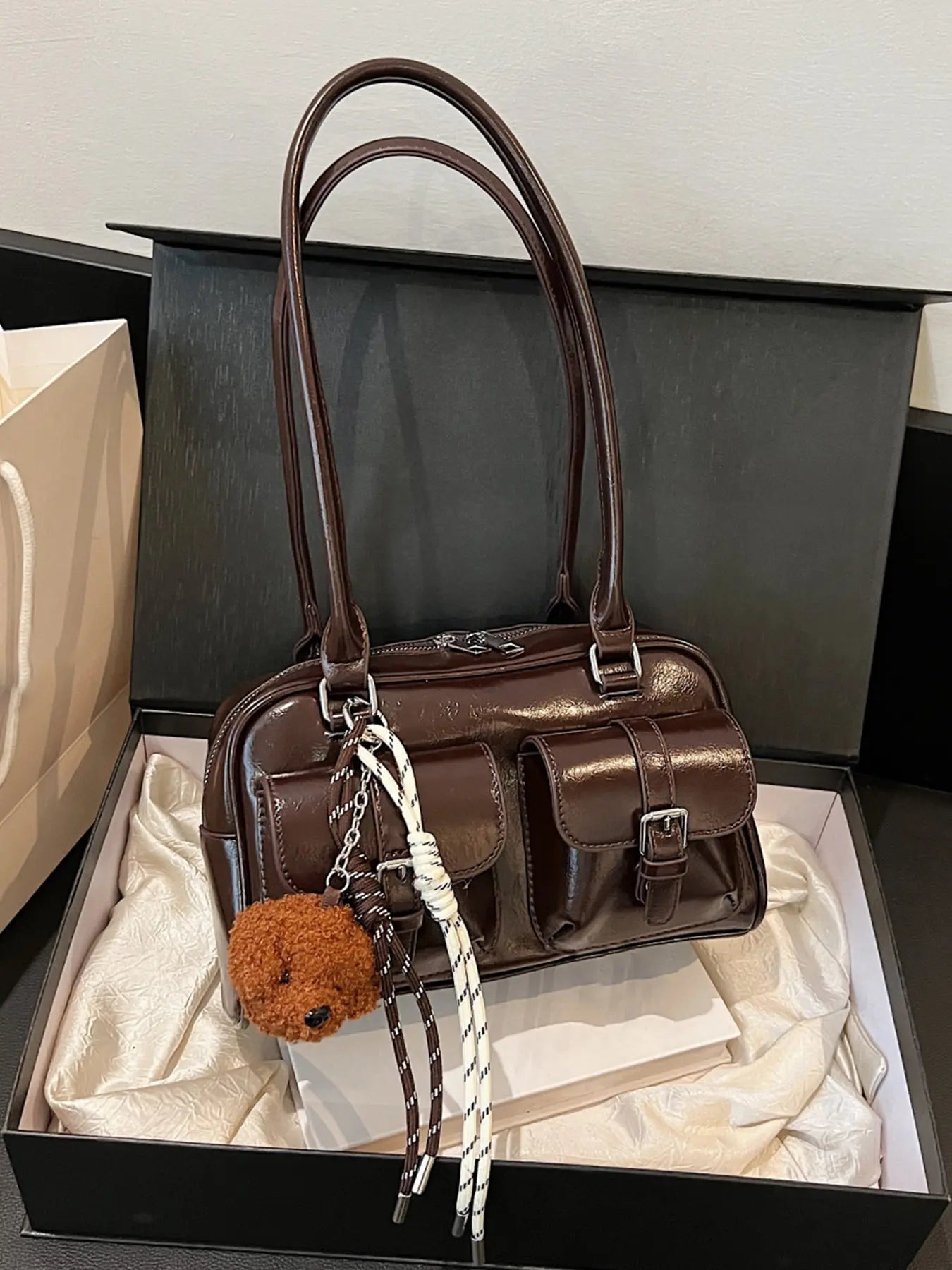 Women's Elegant Solid Color Shoulder Bag, Fashionable Pu Leather Bag for Daily Used, Casual Trendy Versatile High-quality Daily Commuting Bag