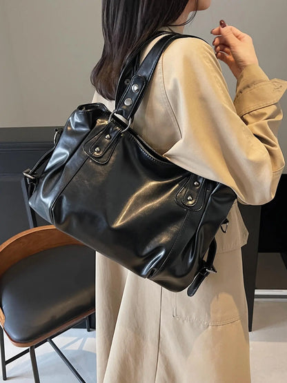 Women's Elegant Solid Color Shoulder Bag, Fashionable Large Capacity Crossbody Bag for Work & Daily Used, Casual Trendy Versatile High-quality Daily Commuting Bag, Fashionable Unique Bags