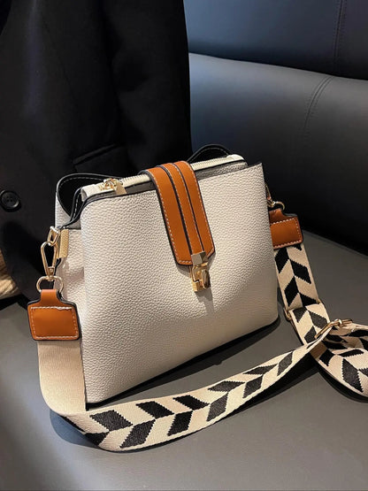 Women's Elegant Colorblock Shoulder Bag, Fashionable PU Leather Crossbody Bag for Daily Used, Casual Trendy Versatile High-quality Daily Commuting Bag, Crossbody Purse