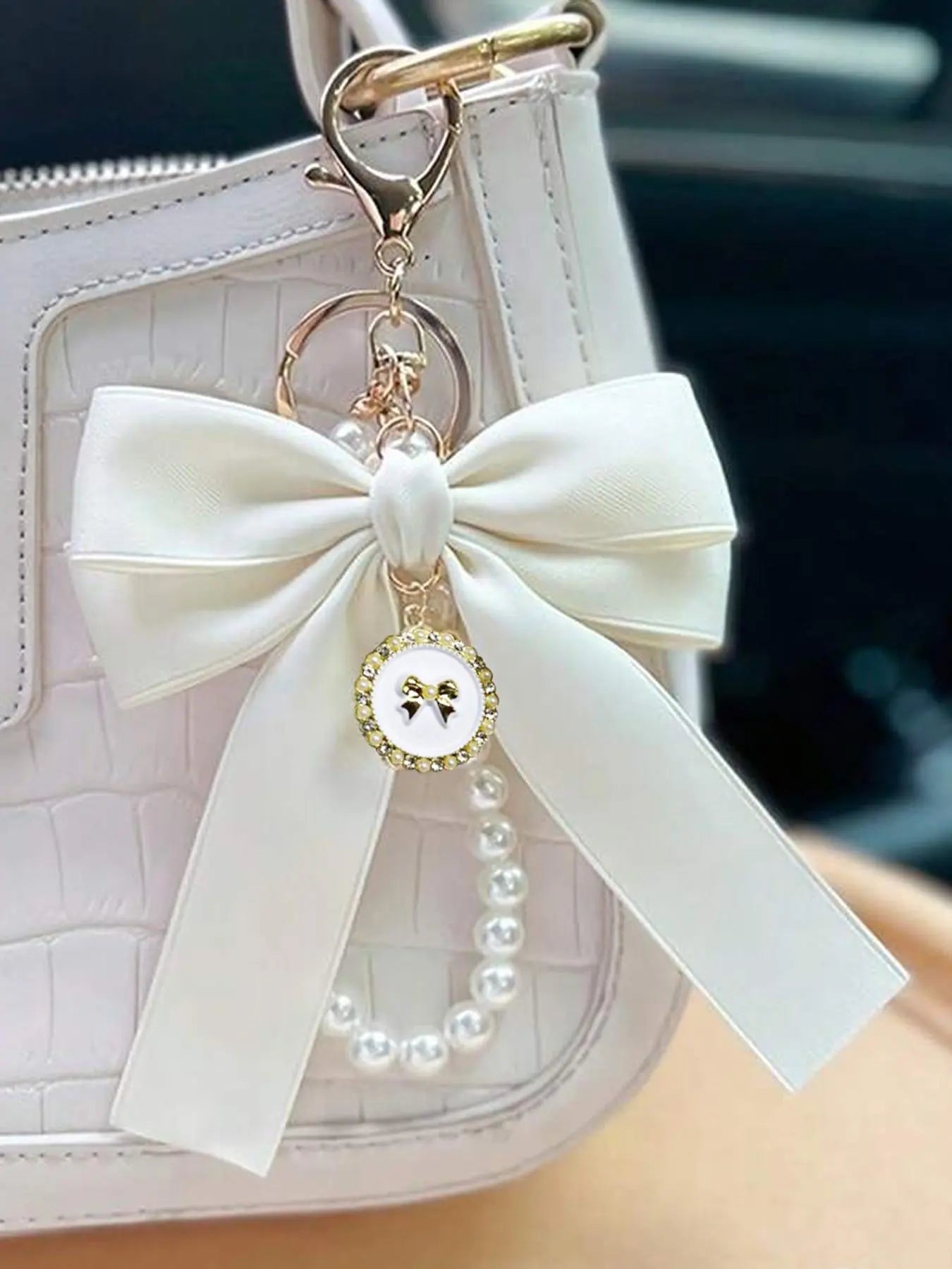 Women's Elegant Bowknot Design Bag Charm, Cute Trendy Bag Keychain, Fashionable Bag Decoration for Daily Use & Car Key Decoration, Keychain for Bags, Stylish Keychain, Cute Keychain Accessory
