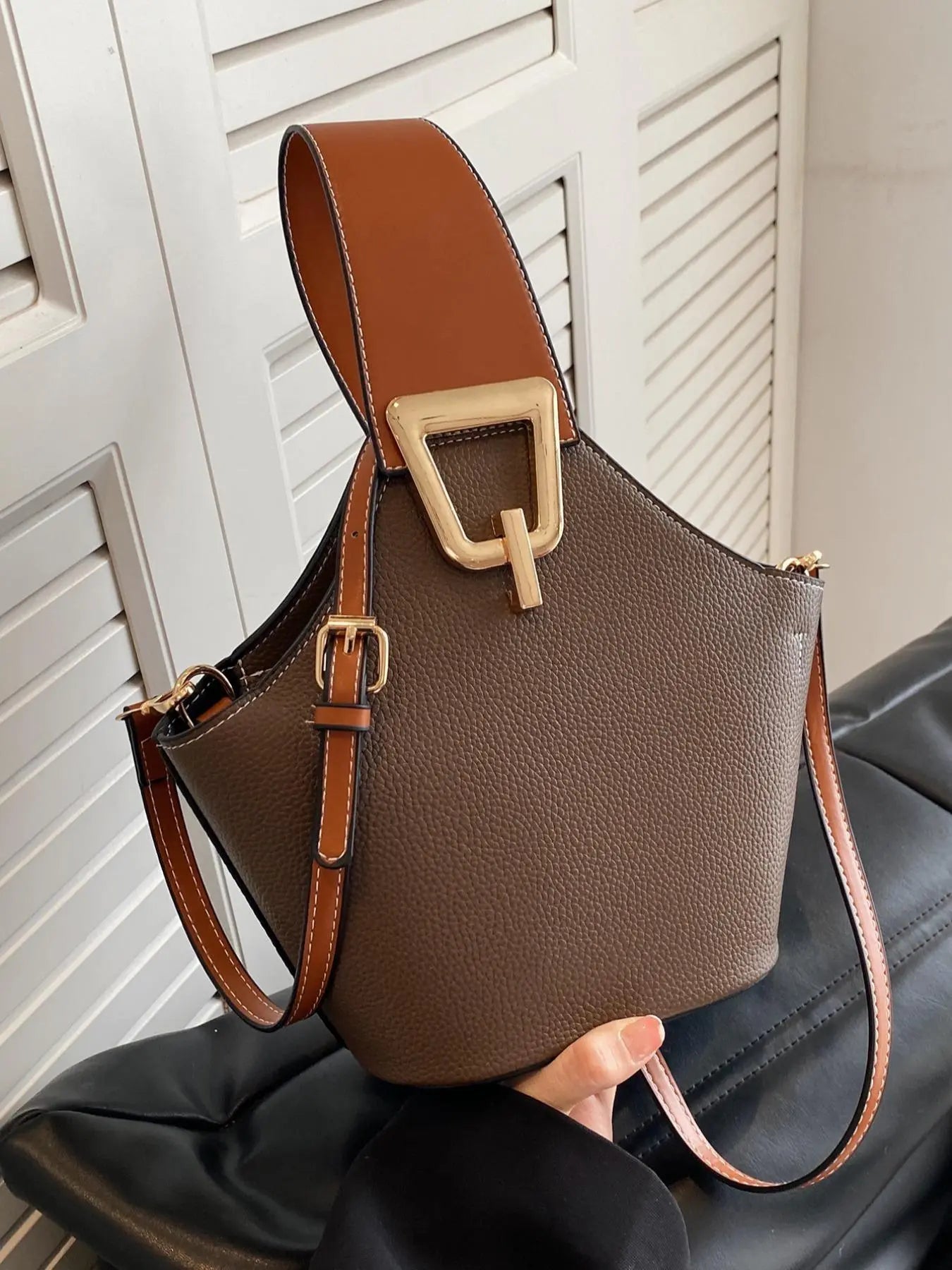 Women's Plain Color Handbag (1 Piece), Casual Pu Leather Zipper Handbag with Bag Strap for Daily Use, Daily Commuting Bag, Casual Commuter Handbag, Casual Fashion Bag, Casual Everyday Bag