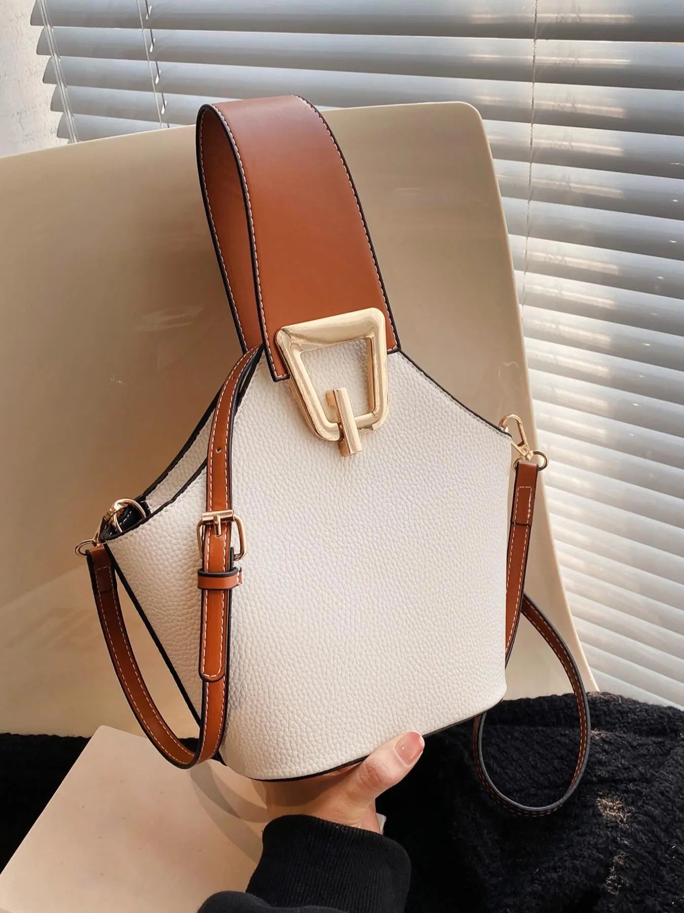 Women's Plain Color Handbag (1 Piece), Casual Pu Leather Zipper Handbag with Bag Strap for Daily Use, Daily Commuting Bag, Casual Commuter Handbag, Casual Fashion Bag, Casual Everyday Bag