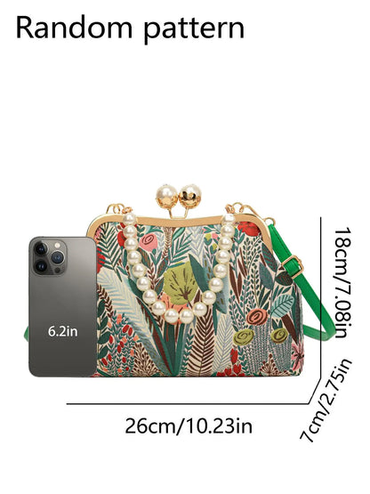 Women's Elegant Floral & Leaf Print Crossbody Bag, Colorblock Shoulder Bag for Daily Use, Casual Versatile Daily Commuting Bag