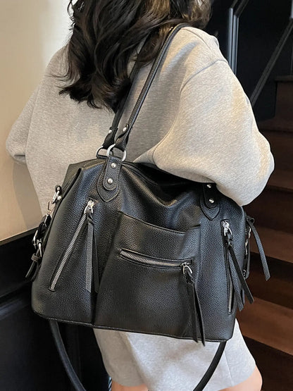 Retro tote bag, versatile textured commuter messenger bag, women's one-shoulder messenger bag, Casual commuter bag, suitable for daily commuting, short-term travel, etc.