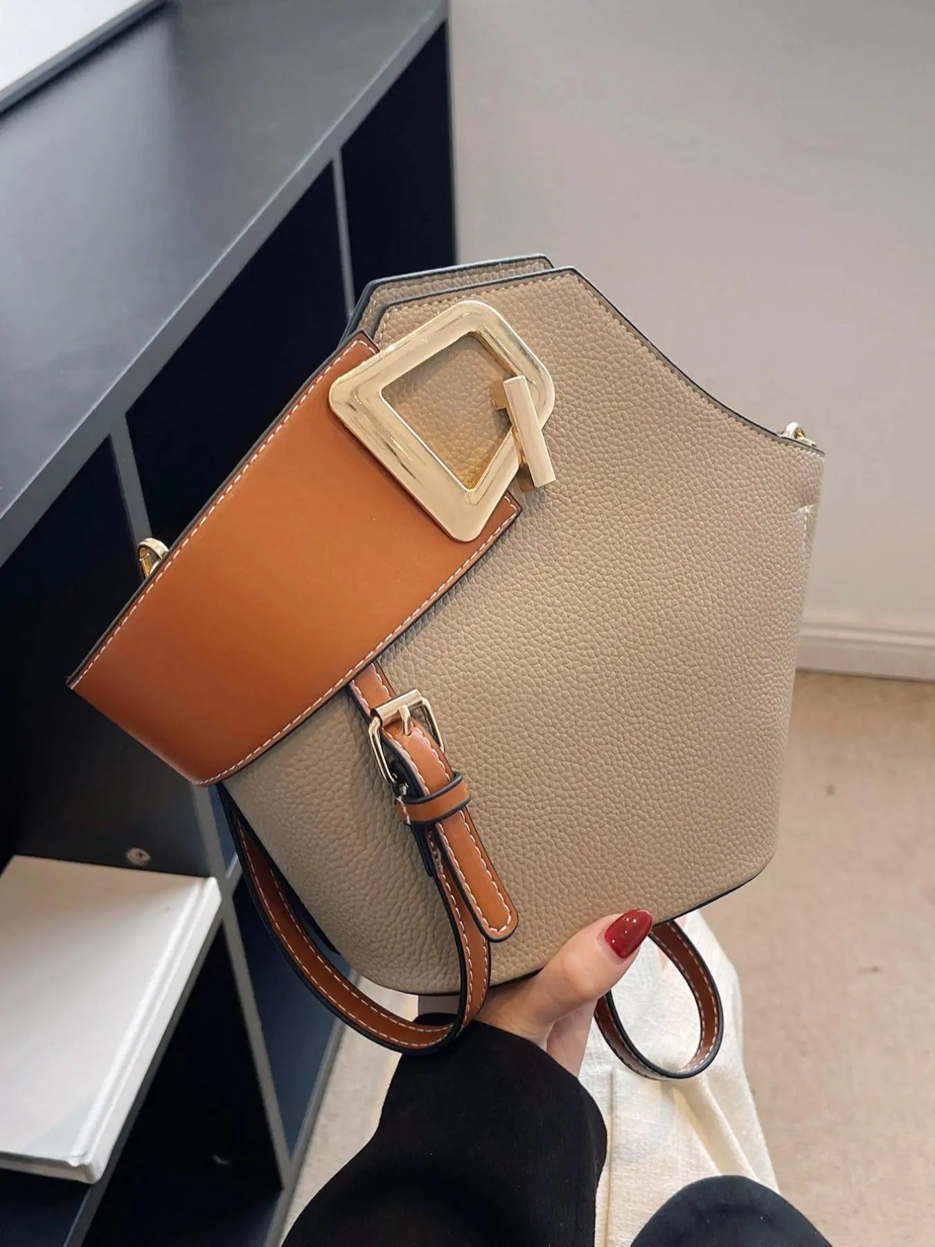 Women's Plain Color Handbag (1 Piece), Casual Pu Leather Zipper Handbag with Bag Strap for Daily Use, Daily Commuting Bag, Casual Commuter Handbag, Casual Fashion Bag, Casual Everyday Bag