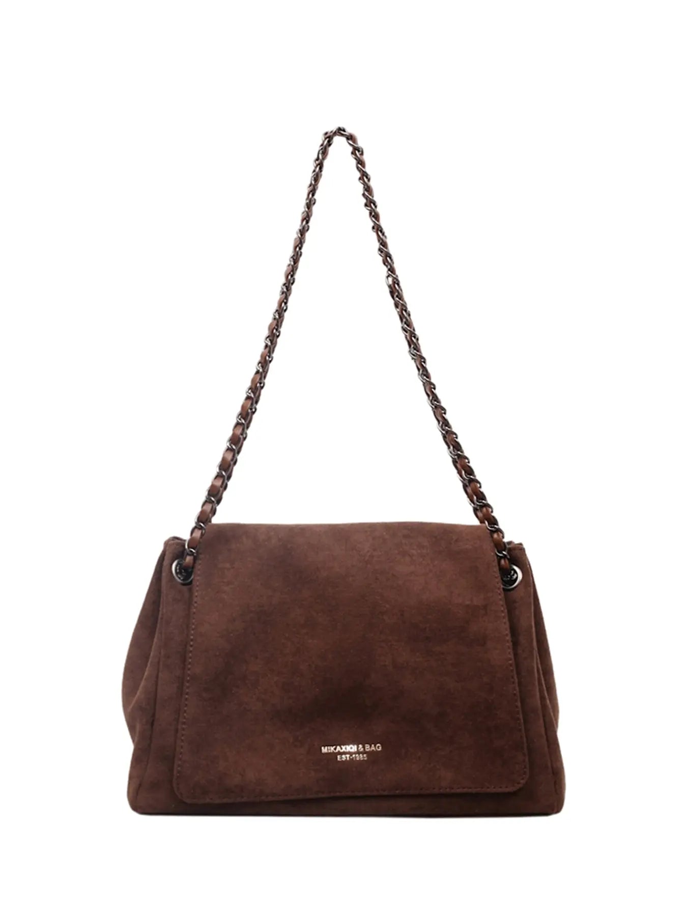Retro Suede One-Shoulder Bag for Women, Casual Chain Shoulder Purse, Versatile Handbag for Daily Use and Commuting, Crossbody Bag, Messenger Bag