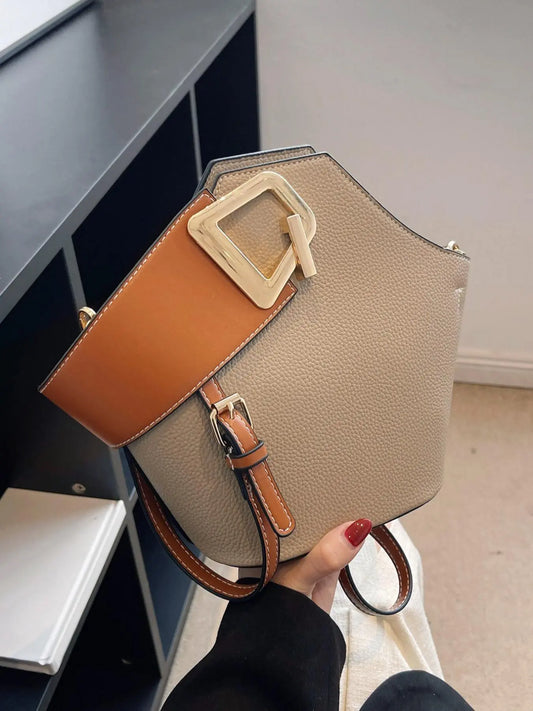 Women's Plain Color Handbag (1 Piece), Casual Pu Leather Zipper Handbag with Bag Strap for Daily Use, Daily Commuting Bag, Casual Commuter Handbag, Casual Fashion Bag, Casual Everyday Bag
