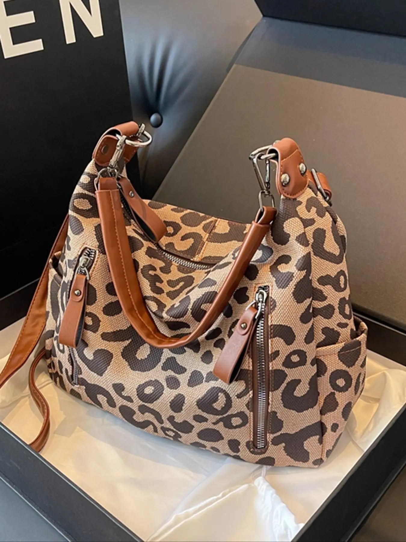 PU hobo bag solid color zipper large capacity college students novice white-collar office business commuting work bag Fashion Studded Decor Solid Color Zipper Shoulder Bag, Women's Trendy Chic Crossbody Bag Crossbody Handbag for School & Party