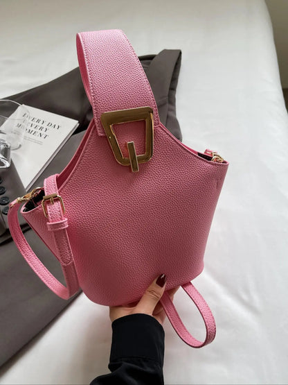 Women's Plain Color Handbag (1 Piece), Casual Pu Leather Zipper Handbag with Bag Strap for Daily Use, Daily Commuting Bag, Casual Commuter Handbag, Casual Fashion Bag, Casual Everyday Bag