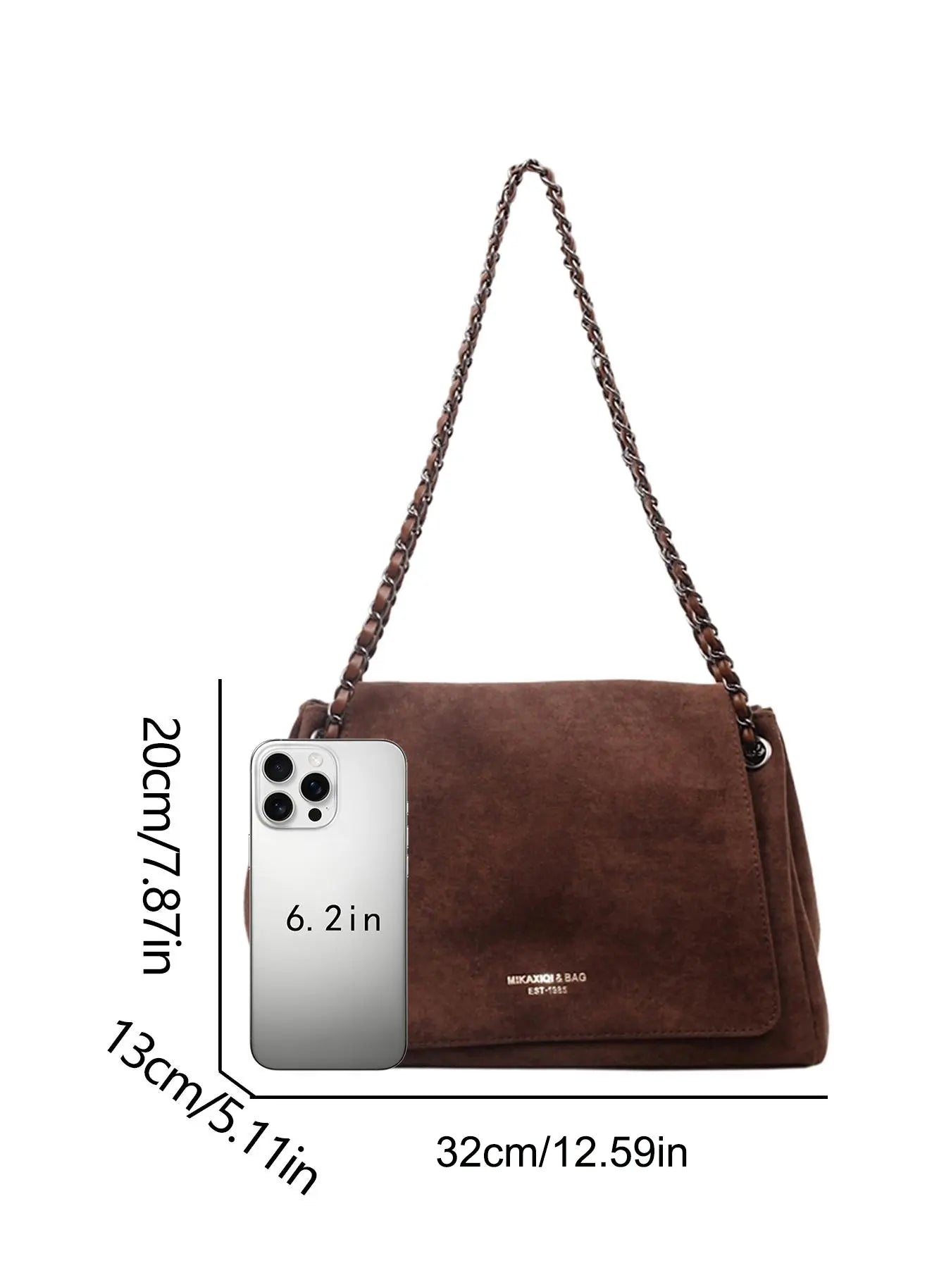 Retro Suede One-Shoulder Bag for Women, Casual Chain Shoulder Purse, Versatile Handbag for Daily Use and Commuting, Crossbody Bag, Messenger Bag