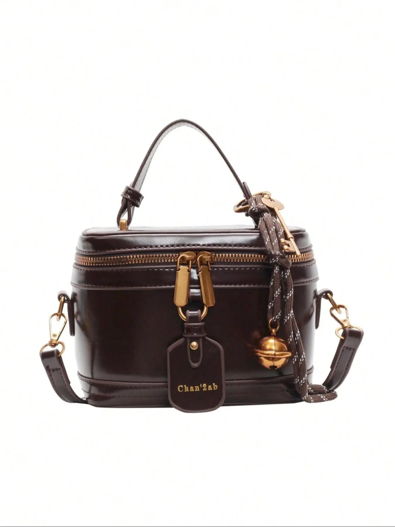 Women's Elegant Minimalist Handbag, Fashionable Retro Simple Style Crossbody Bag with Charm, Casual Trendy Versatile High-quality Daily Commuting Bag, Sling Purse