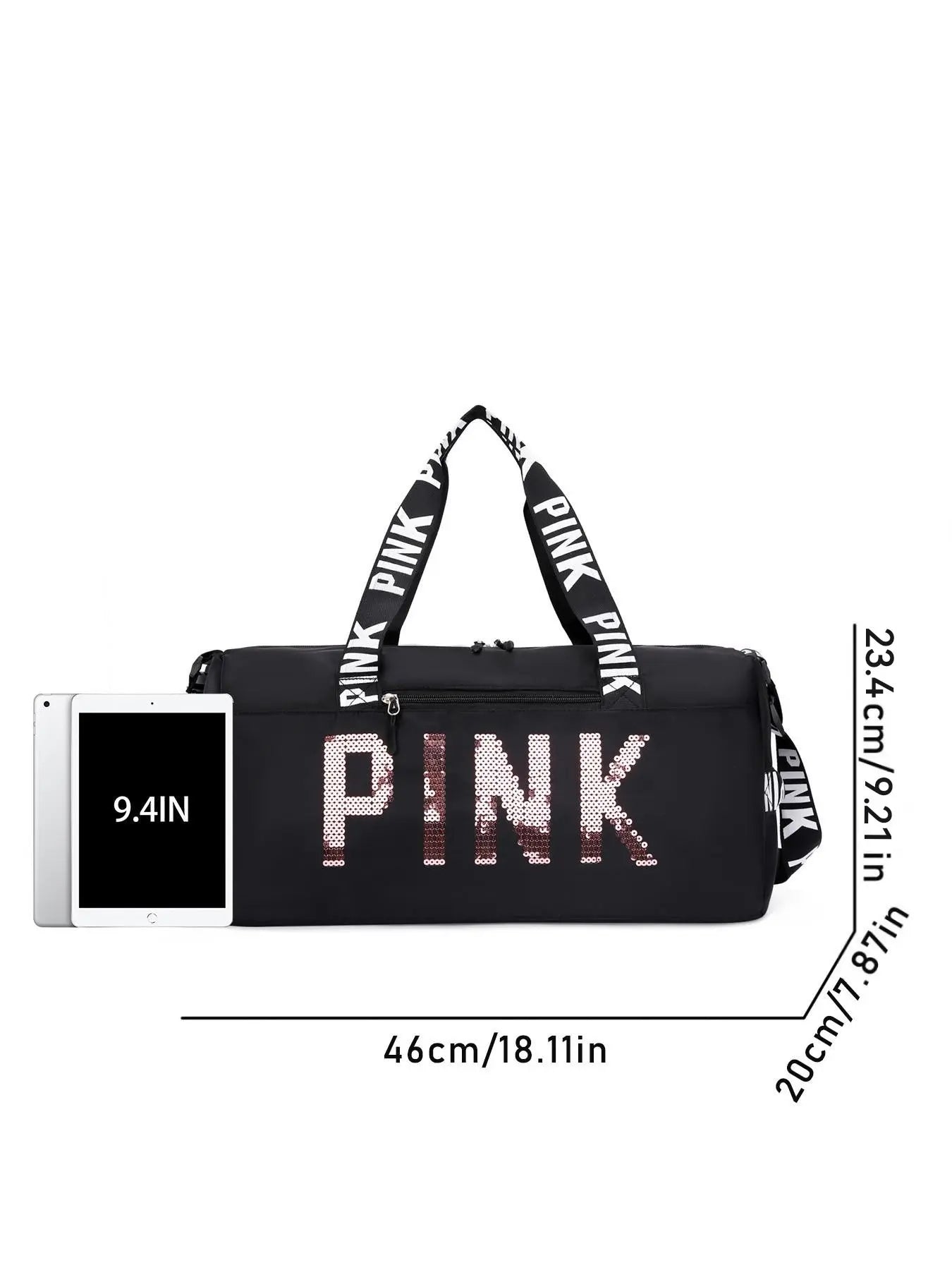 Fitness Bag with Shoe Compartment, Stylish Letter-Print Large-Capacity Lightweight Crossbody Gym Bag, Multifunctional Shoulder Bag
