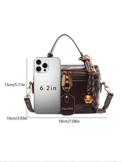 Women's Elegant Minimalist Handbag, Fashionable Retro Simple Style Crossbody Bag with Charm, Casual Trendy Versatile High-quality Daily Commuting Bag, Sling Purse