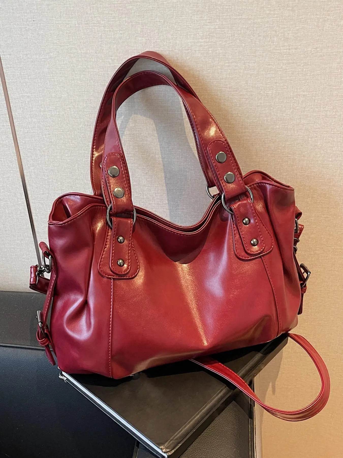 Women's Elegant Solid Color Shoulder Bag, Fashionable Large Capacity Crossbody Bag for Work & Daily Used, Casual Trendy Versatile High-quality Daily Commuting Bag, Fashionable Unique Bags