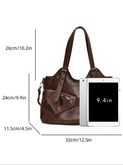 Women's Elegant Grommet Eyelet Design Tote Bag, Handbag Shoulder Purse, Fashionable Large Capacity Shoulder Bag, Casual Versatile Everyday Crossbody Bag for Daily Outings, Short Outings, Mothers Day Gift Ideas