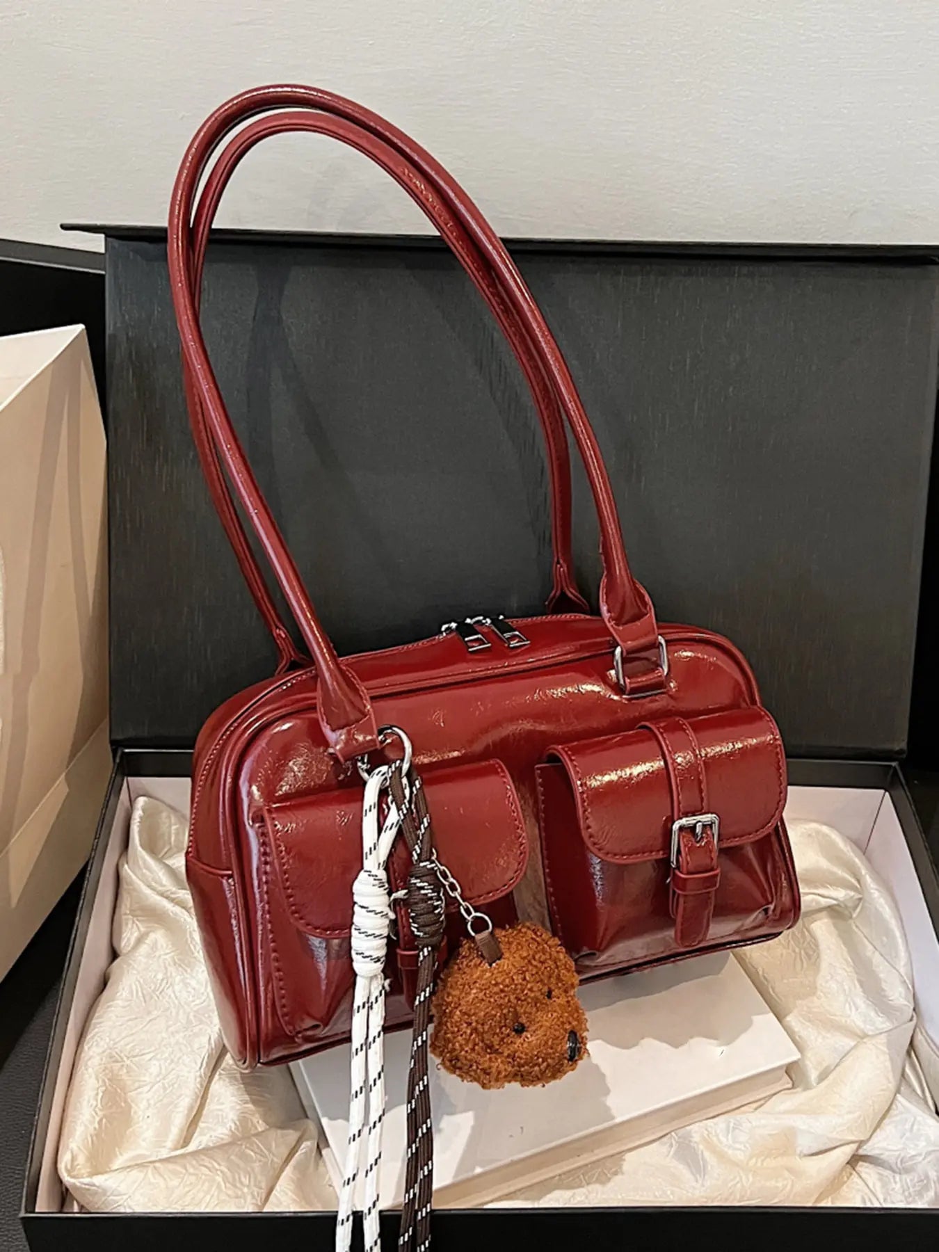 Women's Elegant Solid Color Shoulder Bag, Fashionable Pu Leather Bag for Daily Used, Casual Trendy Versatile High-quality Daily Commuting Bag
