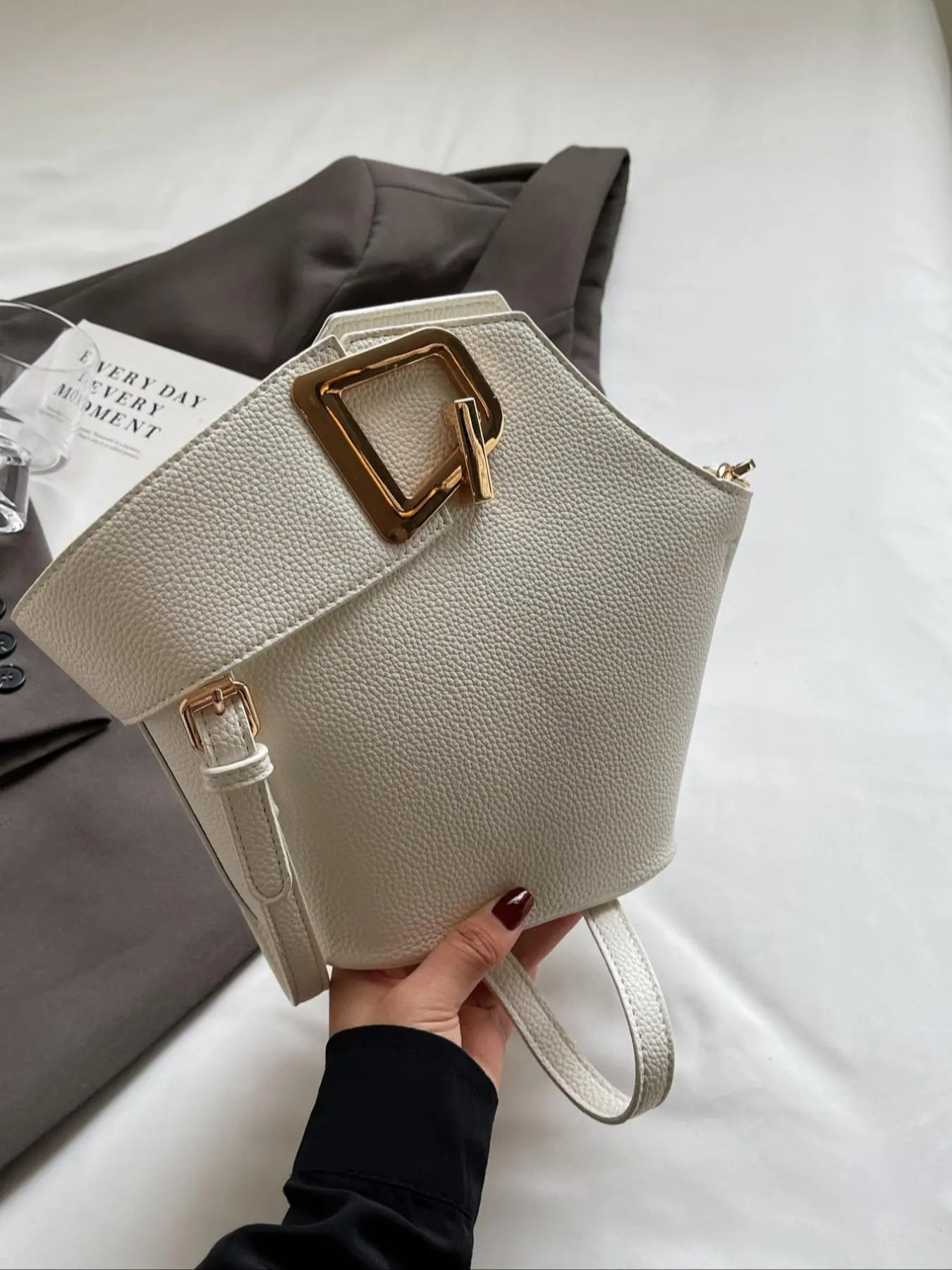 Women's Plain Color Handbag (1 Piece), Casual Pu Leather Zipper Handbag with Bag Strap for Daily Use, Daily Commuting Bag, Casual Commuter Handbag, Casual Fashion Bag, Casual Everyday Bag