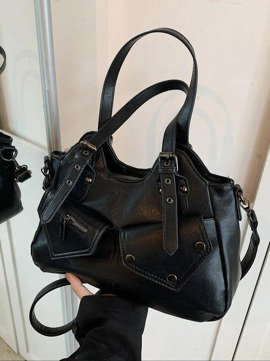 Women's Elegant Grommet Eyelet Design Tote Bag, Handbag Shoulder Purse, Fashionable Large Capacity Shoulder Bag, Casual Versatile Everyday Crossbody Bag for Daily Outings, Short Outings, Mothers Day Gift Ideas