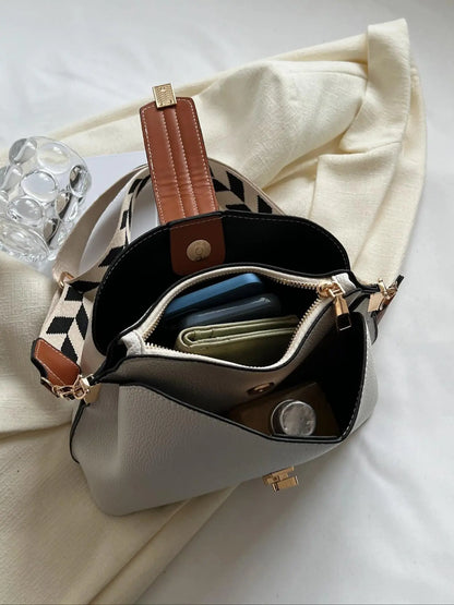 Women's Elegant Colorblock Shoulder Bag, Fashionable PU Leather Crossbody Bag for Daily Used, Casual Trendy Versatile High-quality Daily Commuting Bag, Crossbody Purse