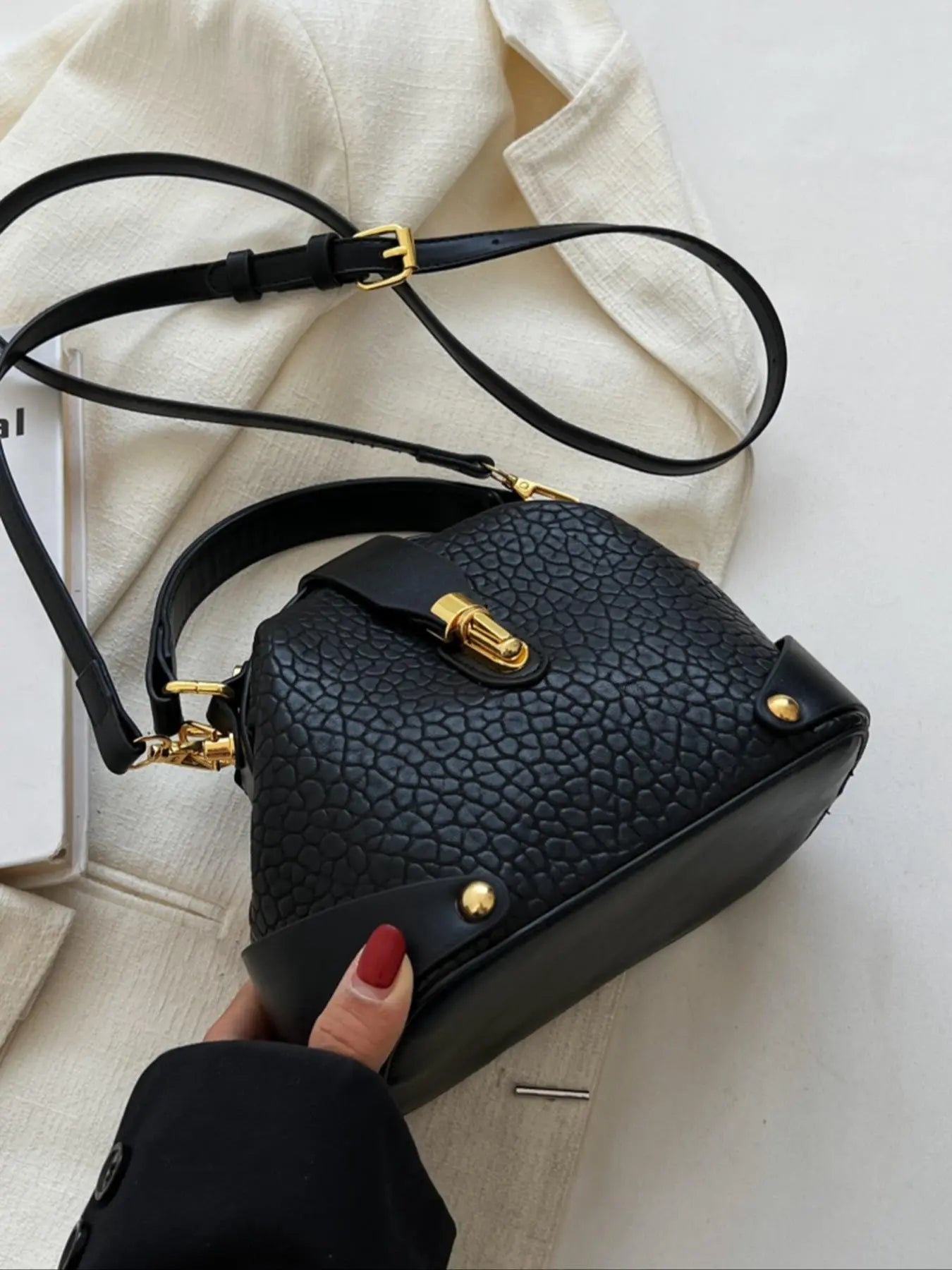 Women's Elegant Colorblock Handbag, Fashionable PU Leather Crossbody Shoulder Bag, Casual Trendy Versatile High-end Commuting Bag